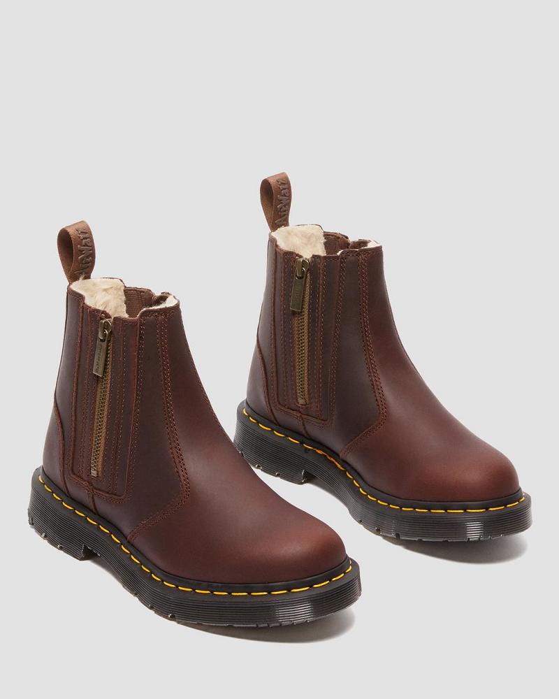 Brown Women's Dr Martens 2976 DM's Wintergrip Zip Ankle Boots | CA 23HAP